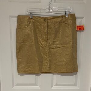 Isaac Mizrahi Metallic Gold Mini Skirt